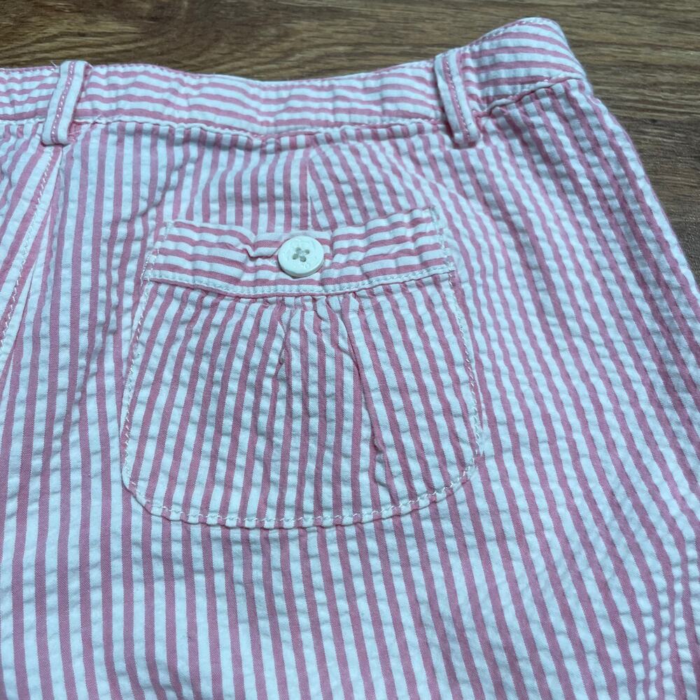Lands End Girls Pink Seersucker Shorts Cuffed Size 10+ Cotton Casual Summer - Picture 4 of 9